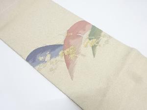 綴れ遠山に鶴・松・梅模様織り出しリバーシブル袋帯